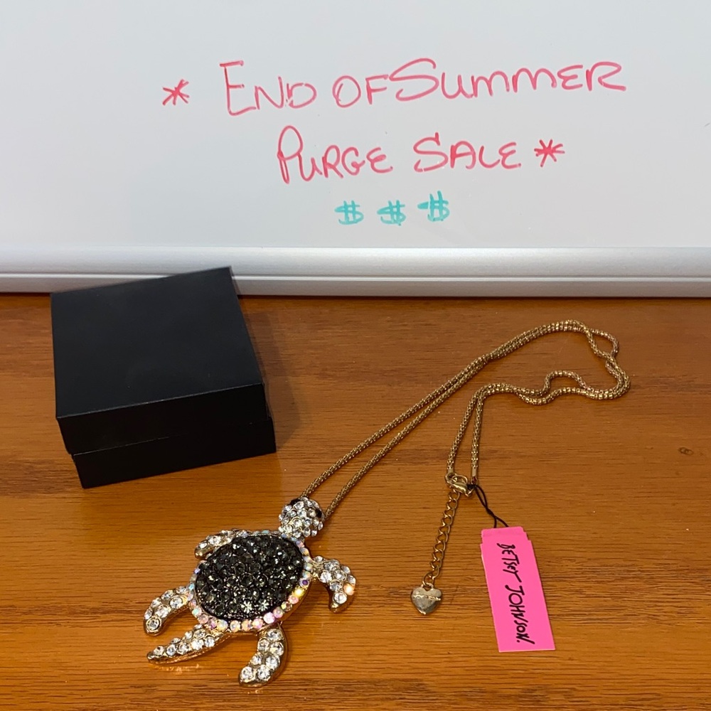 Betsy Johnson Gold and Black Turtle Pendant Necklace